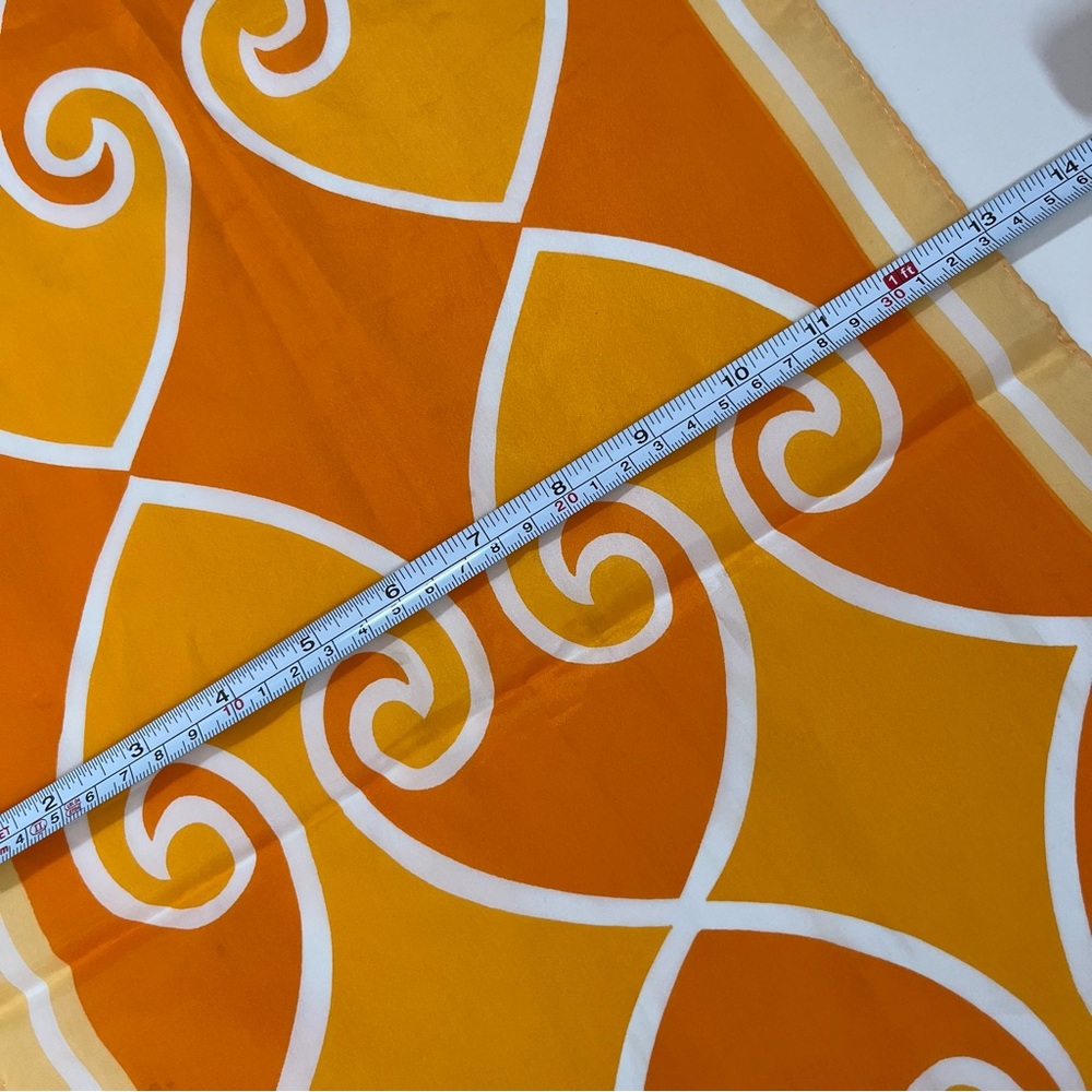 Vintage 60 70 Mod Retro Art Deco Orange Yellow Long Skinny Scarf - Picture 11 of 16